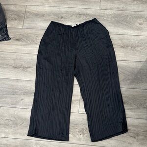 Vince black pleated pleat silk elastic Waistband Pants XL